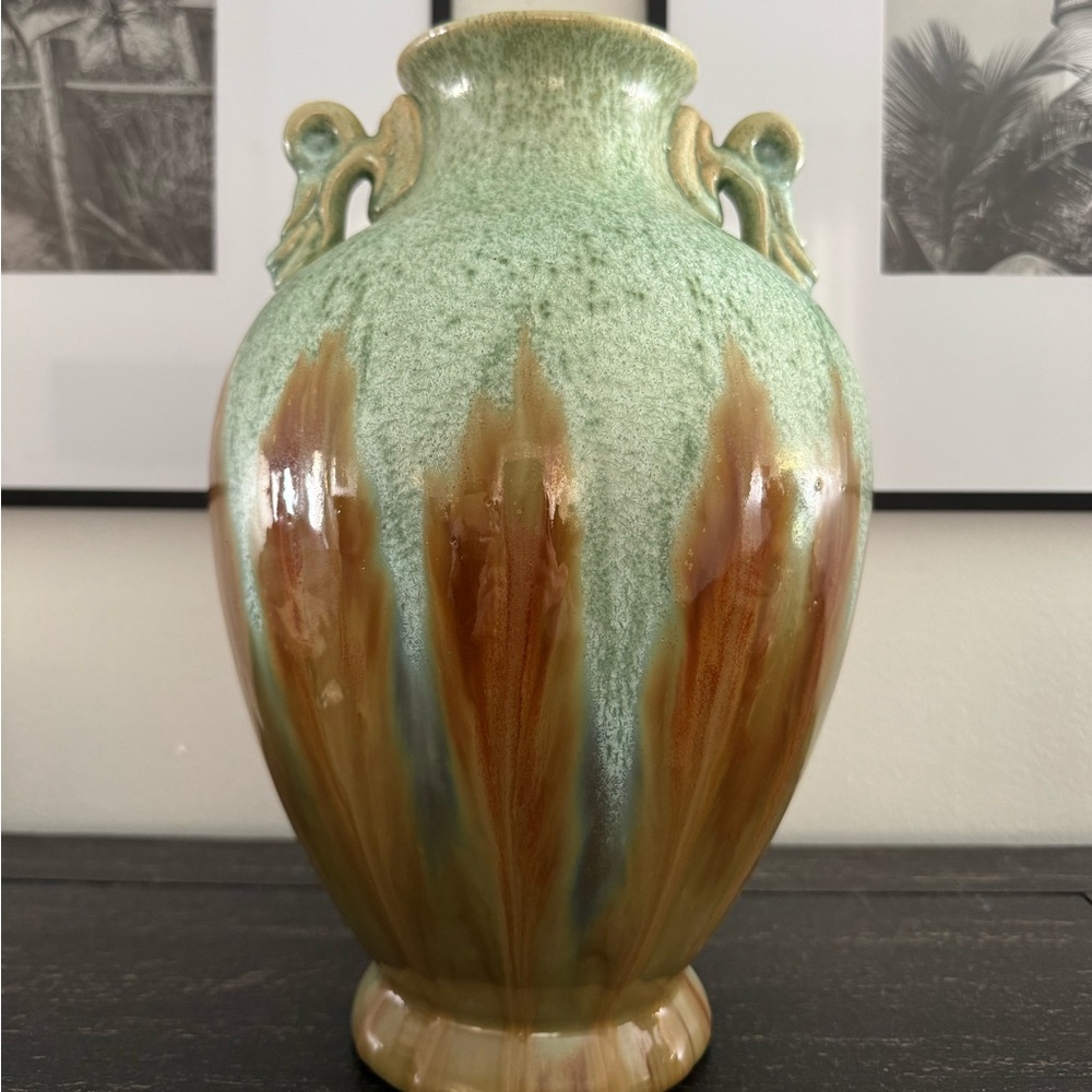 Vintage Amphora Style Stoneware Vase – Drip Glaze – Pottery